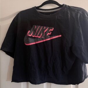 Nike Black Tee with Pink Logo